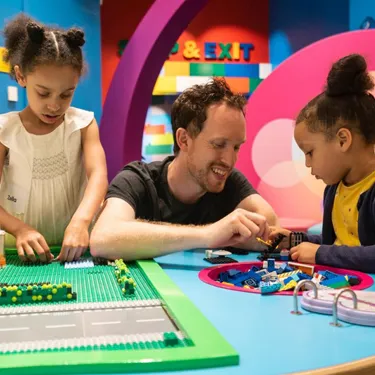 Kids playing lego at creative crew club